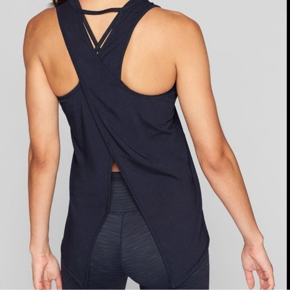 Athleta Tops - Athleta Essence Vital Tie Back Sleeveless Tank Navy Blue Women’s Medium 161342